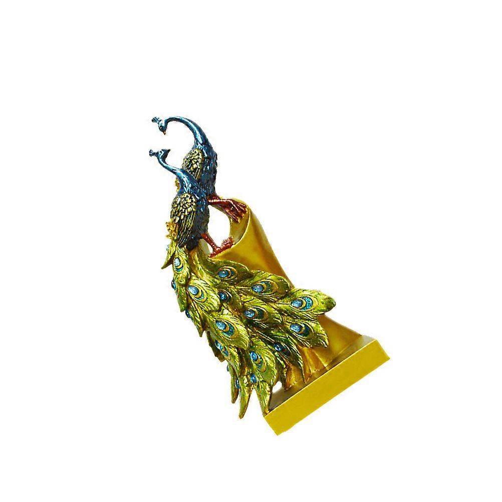 Blue Resin Peafowl Figurine for Decoration 3Pcs Desktop Ornament Set