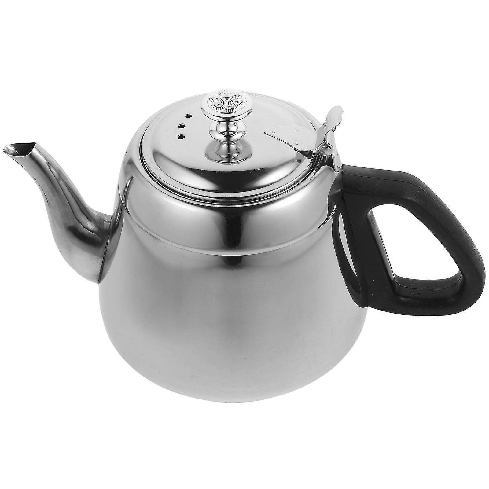 Silver Stainless Steel Tea Pot with Infuser for Kitchen 2Pcs