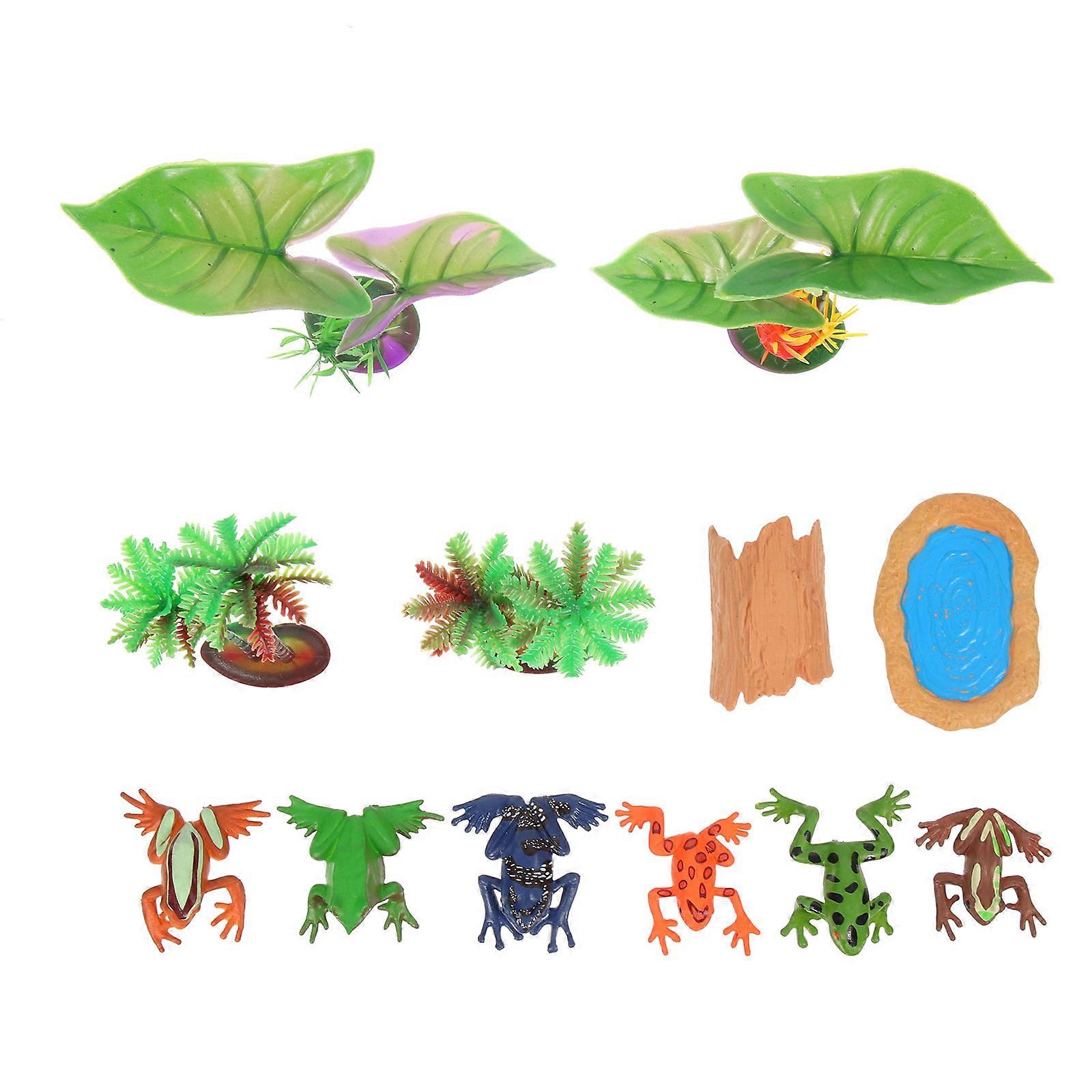 Miniature Frogs Statue Micro Landscape Ornament for Fishpond Decor 5Sets