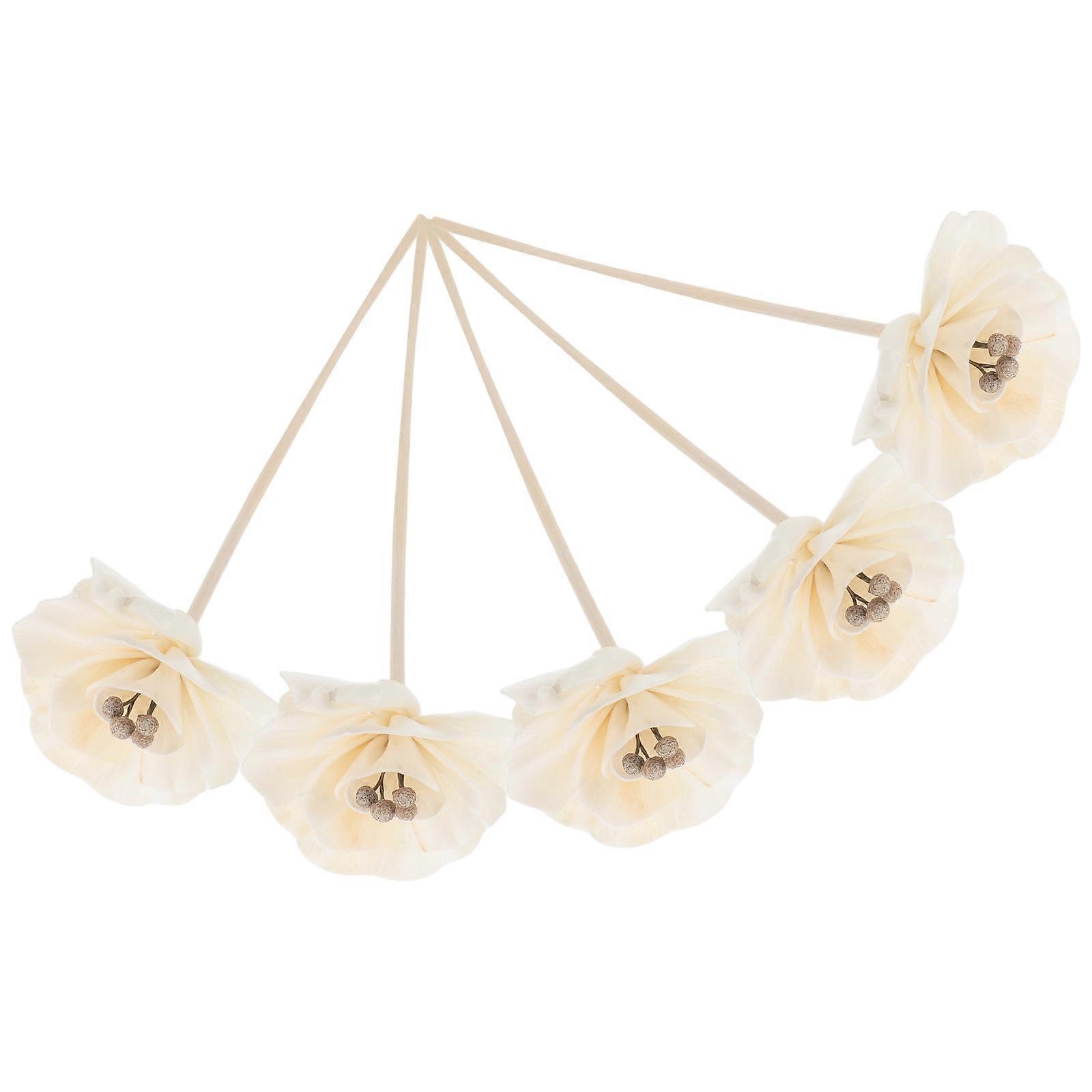 White Peony Diffuser Flower Sticks for Office Decor 5Pcs Replacement Set