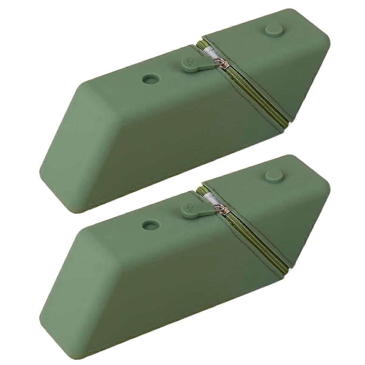 2pc Large Capacity Student Pencil Case Silicone Pencil Case Gradient Rectangular Stationery Organiz