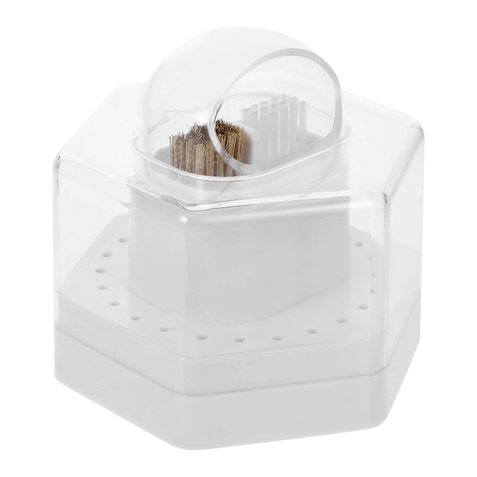 Nail Drill Bits Storage Box for Organizing 5Pcs Nail Grinding Heads White