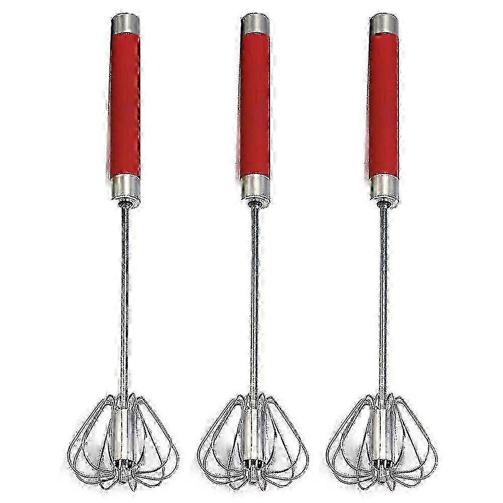 ستانلس ستيل شبه أوتوماتيكي خفقت البيض - 3 قطع خلاط خفق دوار يدوي