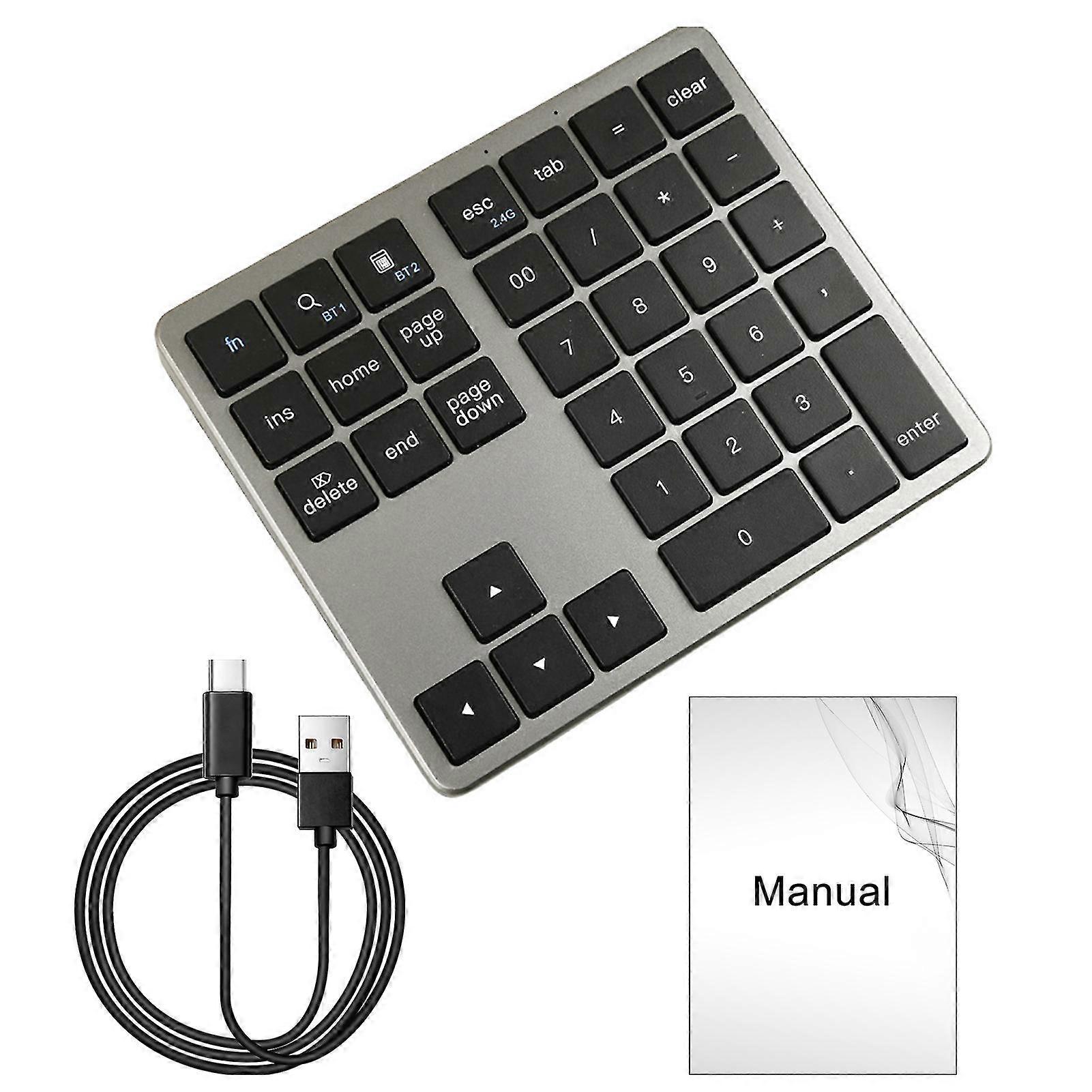 Wireless Bluetooth-compatible Number Pad 35 Keys Silent Number Keypad Laptop Computer Desktop Numpad Mini Numeric Keyboard 25-26s