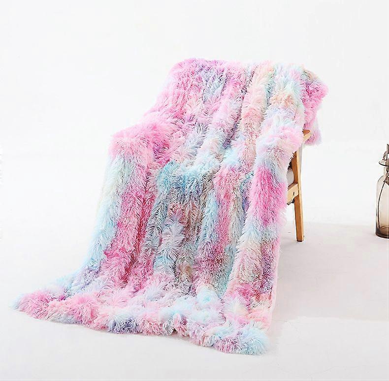 Plush Blanket Nap Blanket Plaid Blanket Rainbow Color 130*160cm