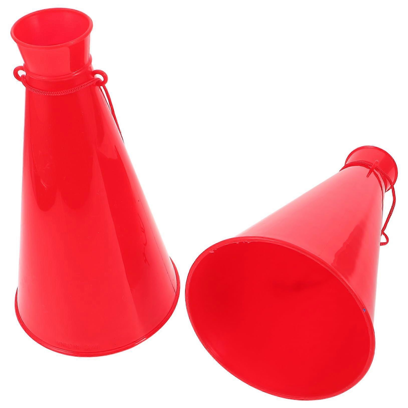 Megaphones 2Pack Portable Lightweight Plastic Horns Red For Sports Events And Parties Group Cheering
