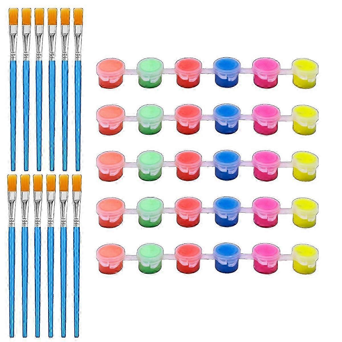 6 Set Glow in the Dark Paint with Paint Brushes 6.7 x 0.8 x 0.8 Inch