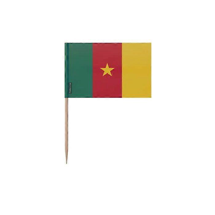 Cameroon Flag Toothpicks - 8 cm - 100 pieces - Adhesive plastic - Bamboo stick - Pixelforma