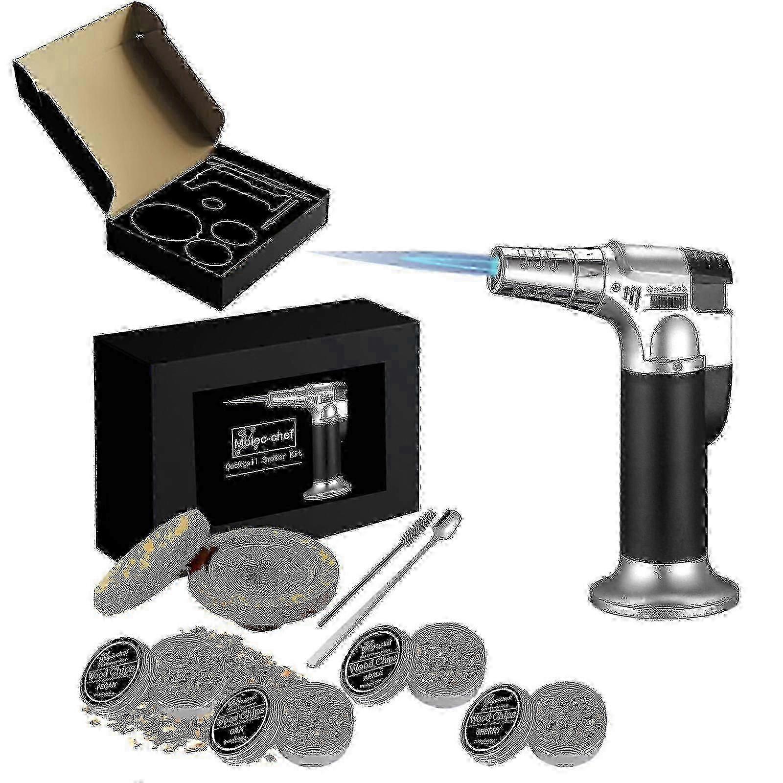 Cocktail Smoker Kit With Torch And 4 Flavored Wood Chips For Whiskey Bourbon Aging