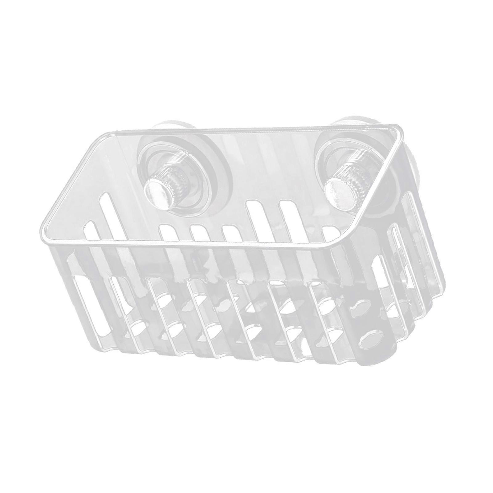 Removable Plastic Sink Storage Tray Featuring Ventilation Holes for Fast Drying Plus Suction Base Installation  Clear