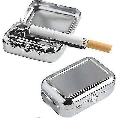 Askkopp i metallficka för cigaretter med lock, resevänlig