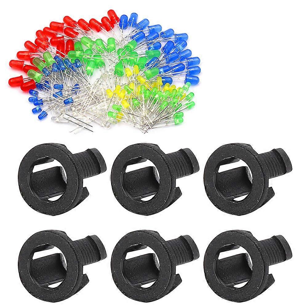 200PCs LED Holder Electronic Component Accessory Diode Bracket Mount Plastic Black 5mm