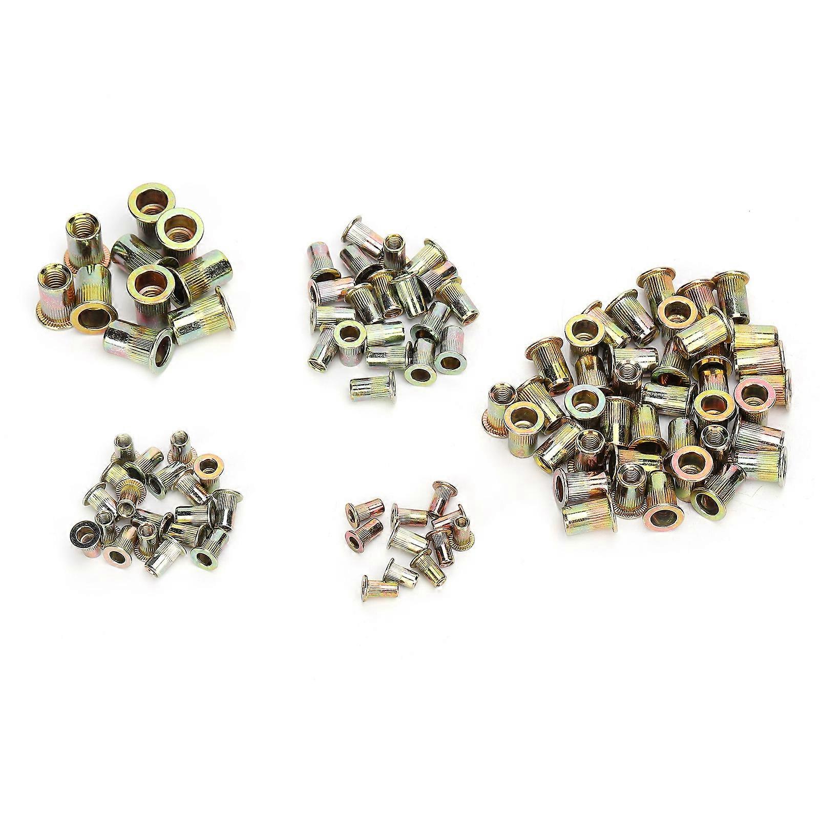 200pcs Mixed Zinc Plated Rivet Nut Threaded Rivet Insert Nut M3/4/5/6/8