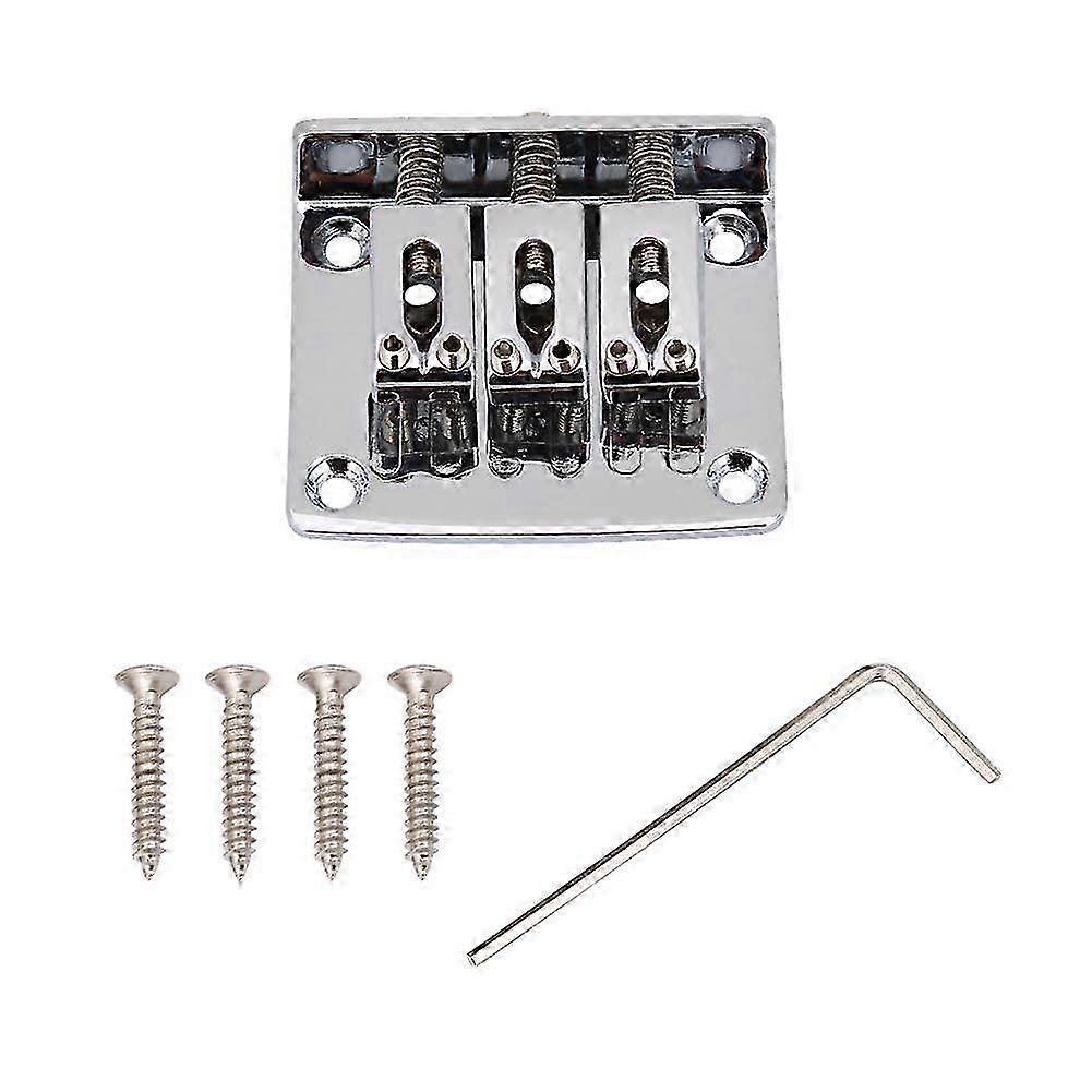 Durable 3-string Fixed Guitar Bridge Replacement Parts for Cigarbox Electric Guitars(Silver)