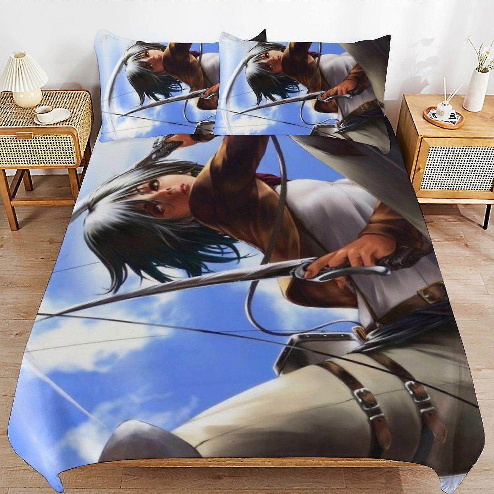 r193  Attack on Titan Breathable Bedding Solution Soft Surface Zipper Durable Thread Duvet Cover Sets Comfort Sleep s193