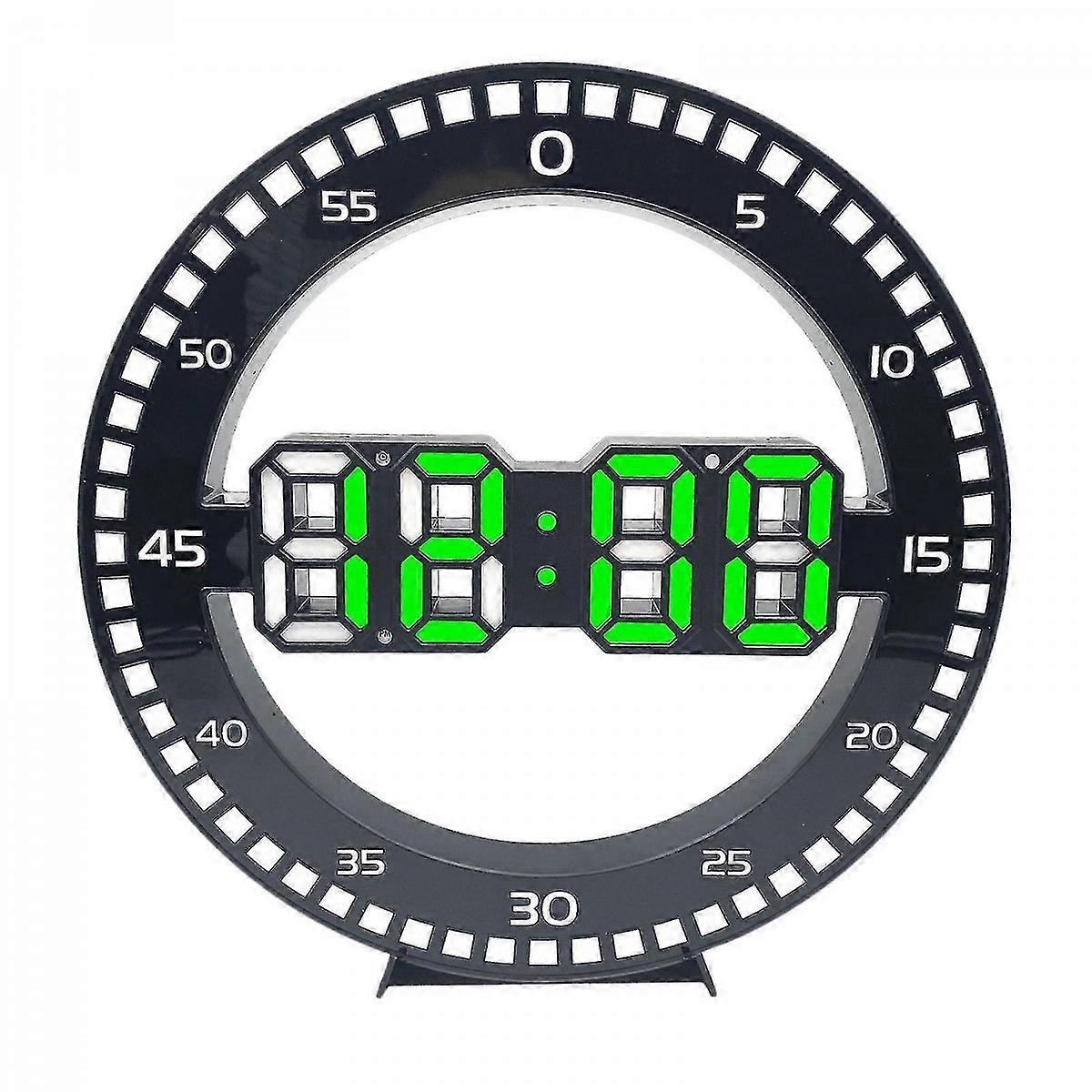 LED Digital Wall Clock Round Electronic Clock Home Office Green Light 2025