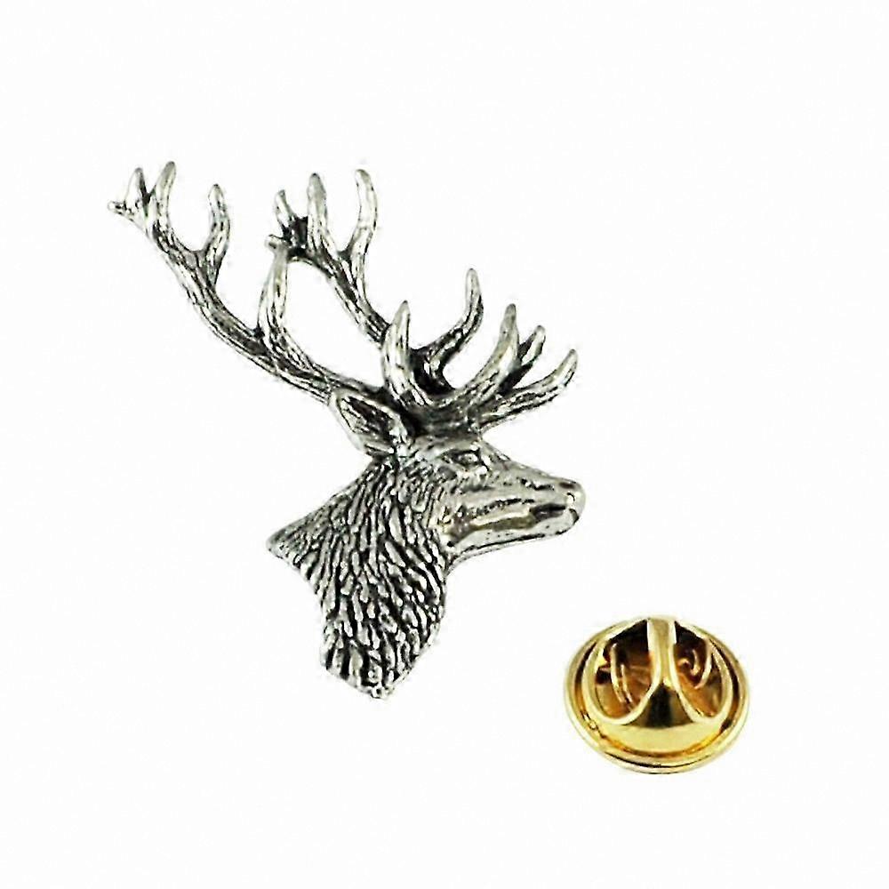 Pewter Lapel Pin with Stag Head Design