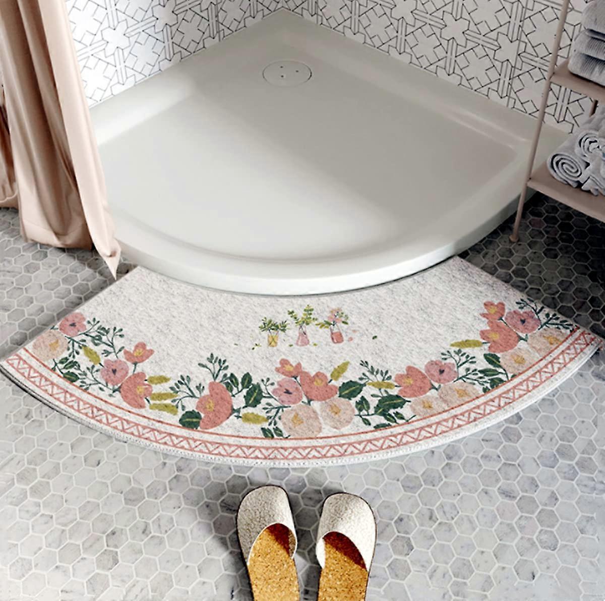 Curved Shower Mat Microfiber 45x100cm For Round Showers NonSlip Bottom Model A Corner Mat Machine Washable