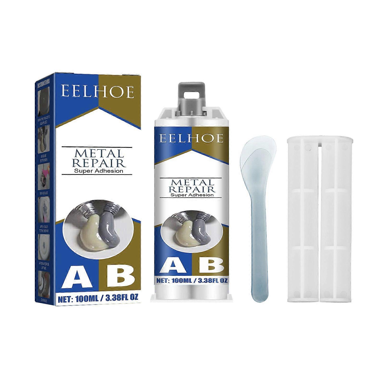 Eelhoe Metal Ab Casting Glue (100Ml) Filling Crack Plugging Quick-Drying Crack High Temperature Resistant Welding Metal Repairing Agent