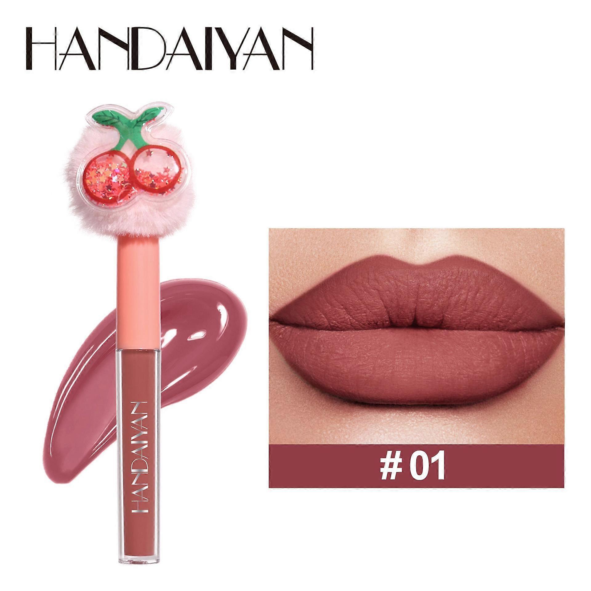 New Fruit Plush Head Non-stick Cup Waterproof Non-smudge Lipstick Lip Glaze Matte Long-lasting Non-fading Lip Gloss