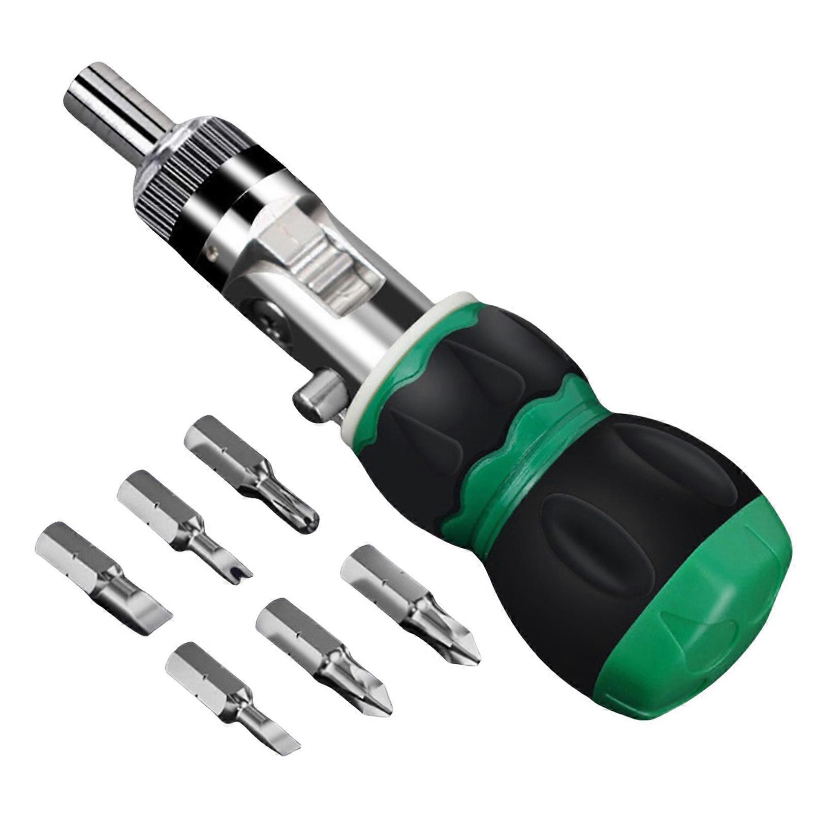 Ergonomic Handel Screwdriver Set Ratchet Screwdriver with 6 Bits For Efficient Home And Household Project Maintenance Multicolor