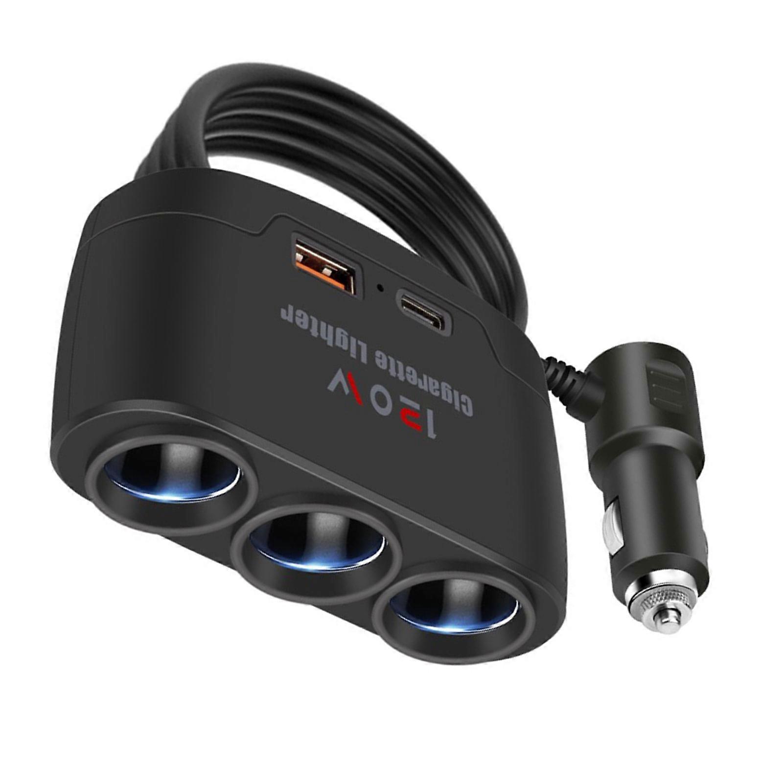 PD + USB Socket Car Charging Adapter Car Lighter Splitter Type C USB Port Phone Power Adapter Charging Plug Multicolor