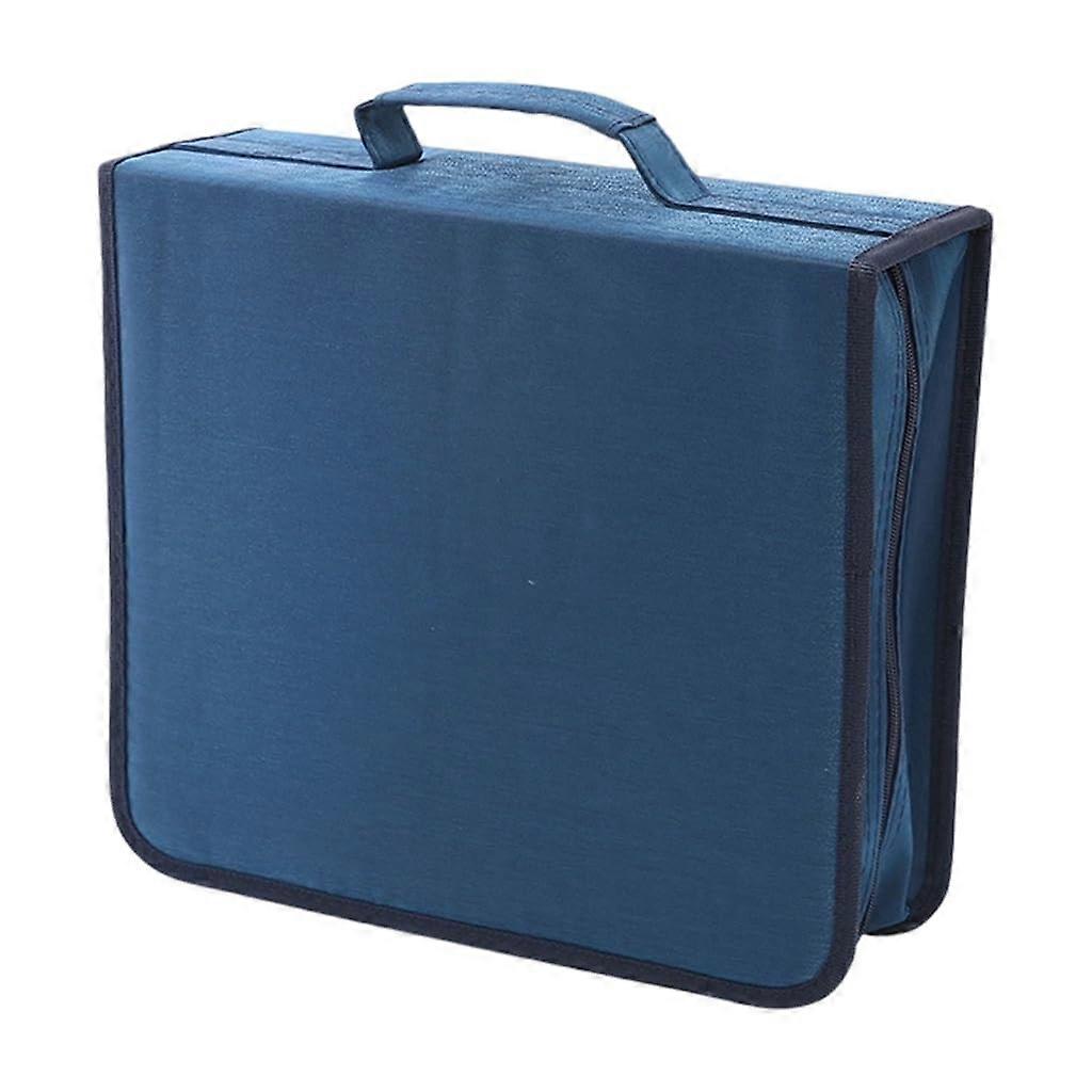 DVD CD Disc Storage Case Wallet Holder 256 Capacity VCD Organizer with Zipper Blue