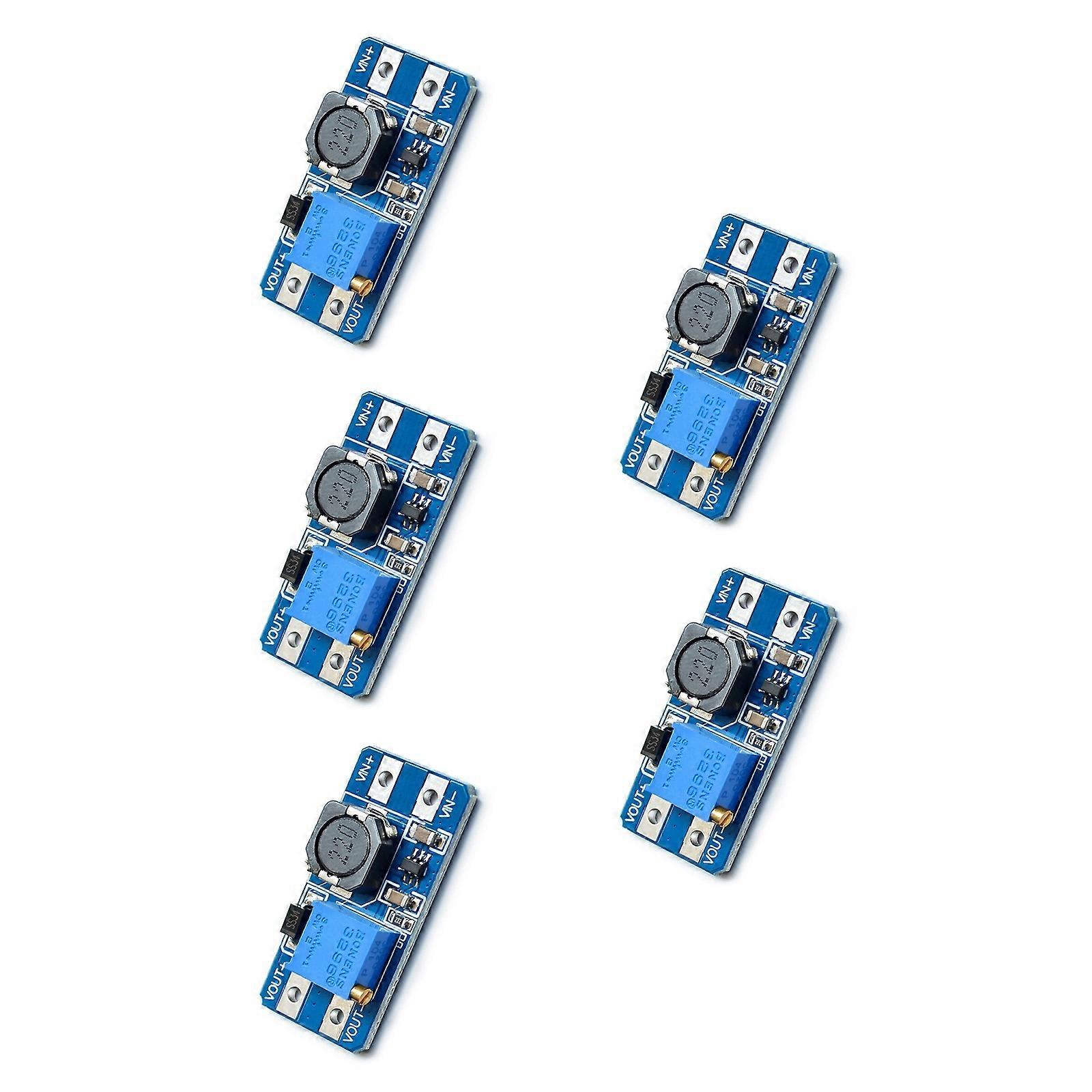 5Pcs MT3608 Adjustable Stepping Up Power Module 2V-24V Input 5V-28V Output Power Supply Module Boost Stepping Up Board Multicolor
