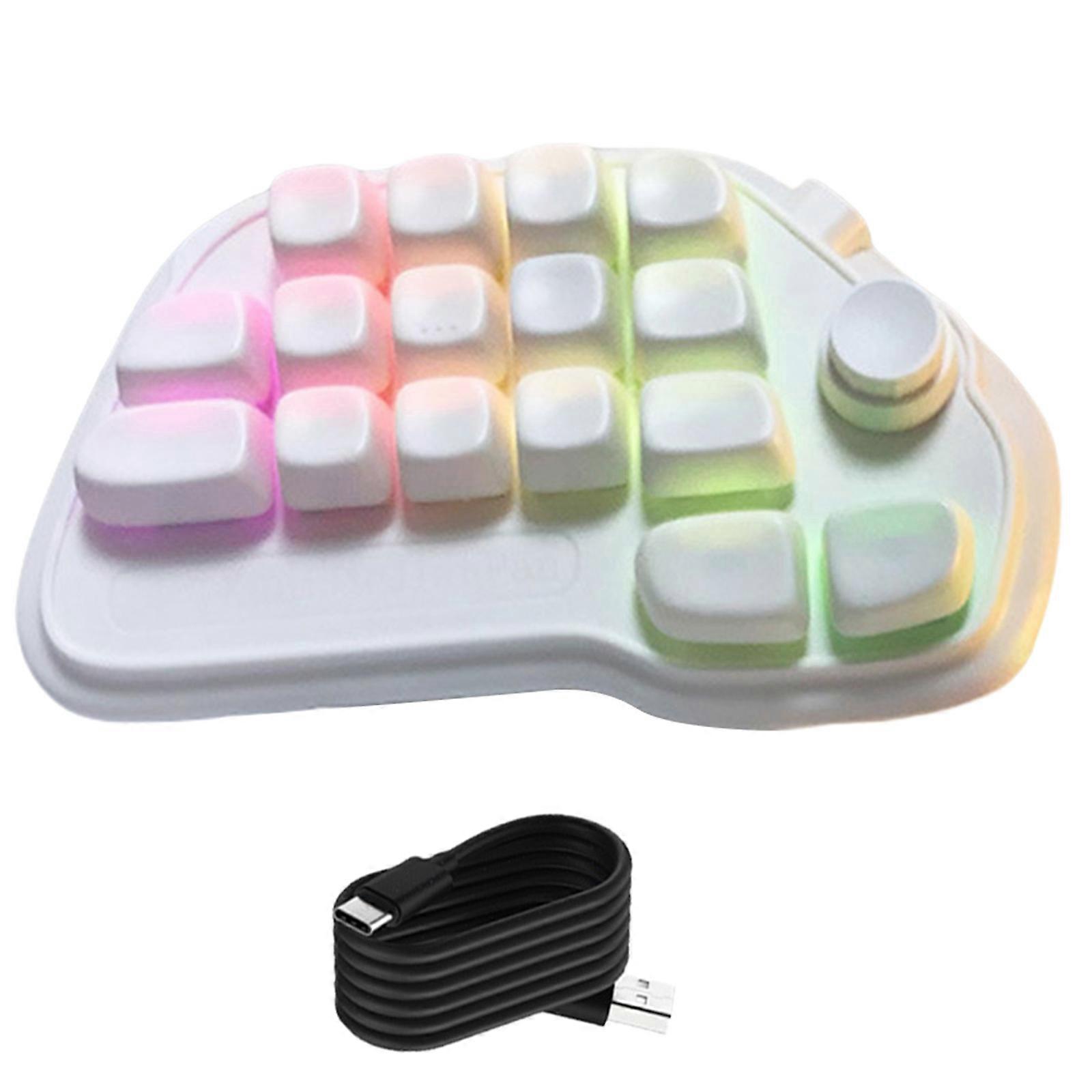 17 Key Wireless Keypad Programmable Keyboard Color Backlighting Effect For Designers And High Efficiency Users  White