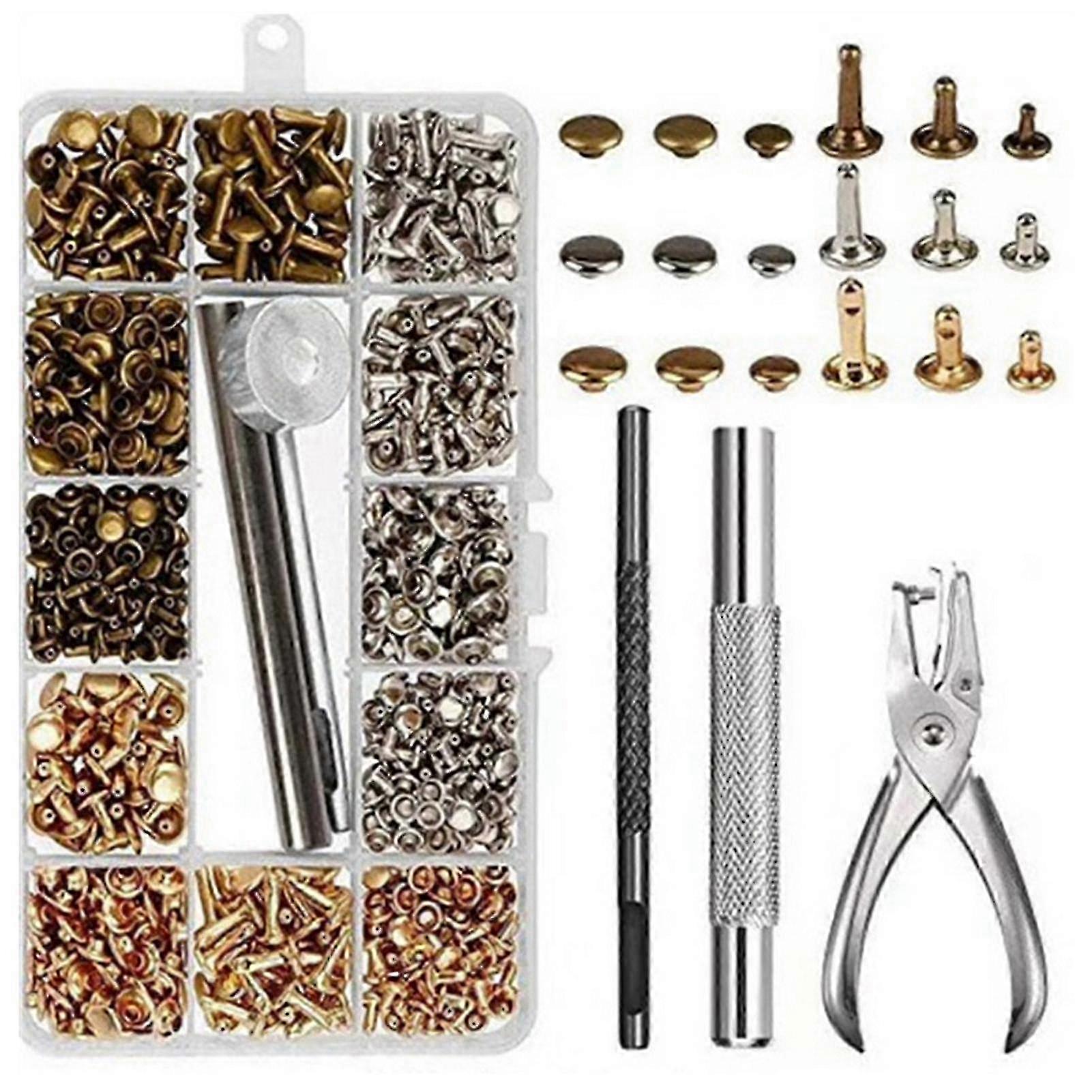 Leatherworking Rivets Set with Punch Tool 300pcs
