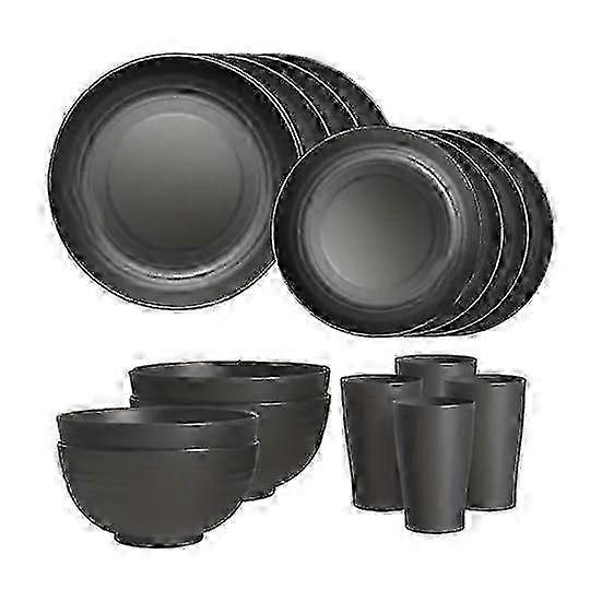 16Pcs Cutlery Set Stackable Unbreakable Plates, Bowls And Cups Set BPA-Free Tableware for Family Gatherings Picnics