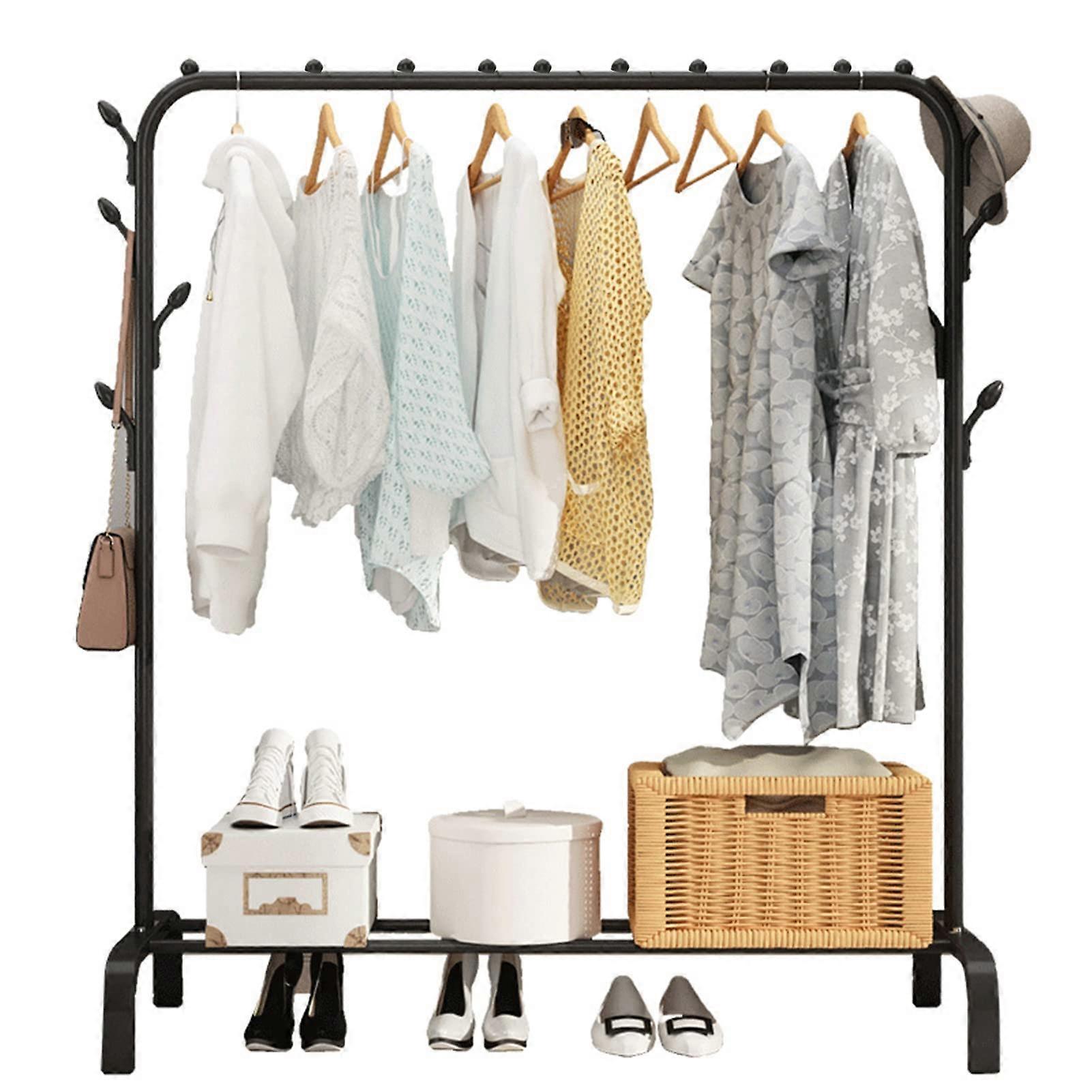 Portable Clothes Rack with Shelf, HeavyDuty Metal Garment Stand for Hanging Clothes, Shoes and Blankets, RustProof for Home or Dorm