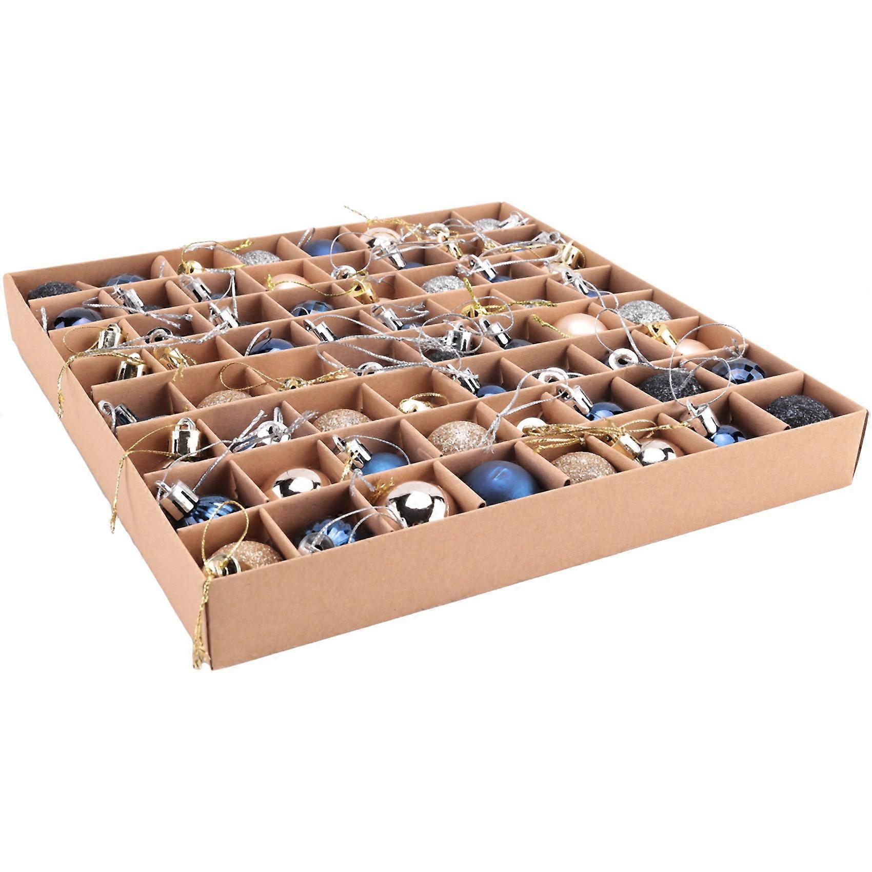 64 st multifunktionella julprydnader julklappar julgransbollar -blått guld