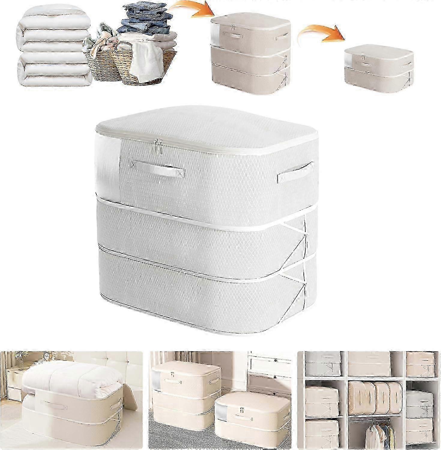 2 Pack Large Storage Bags with Transparent Window for Storing Comfortable Blankets 21 x 16 x 23 in