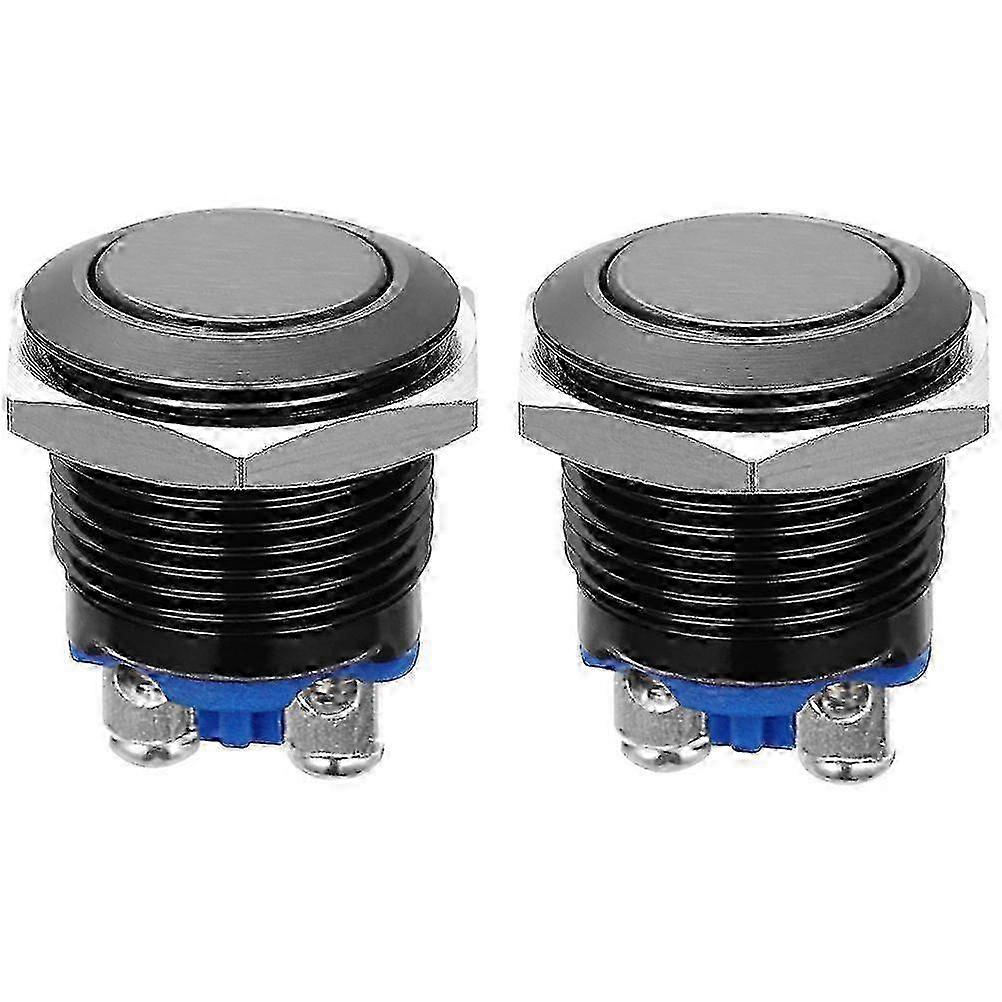 2pcs 16mm Momentary Push Button Black Shell Switch Door Industrial Reset Switch