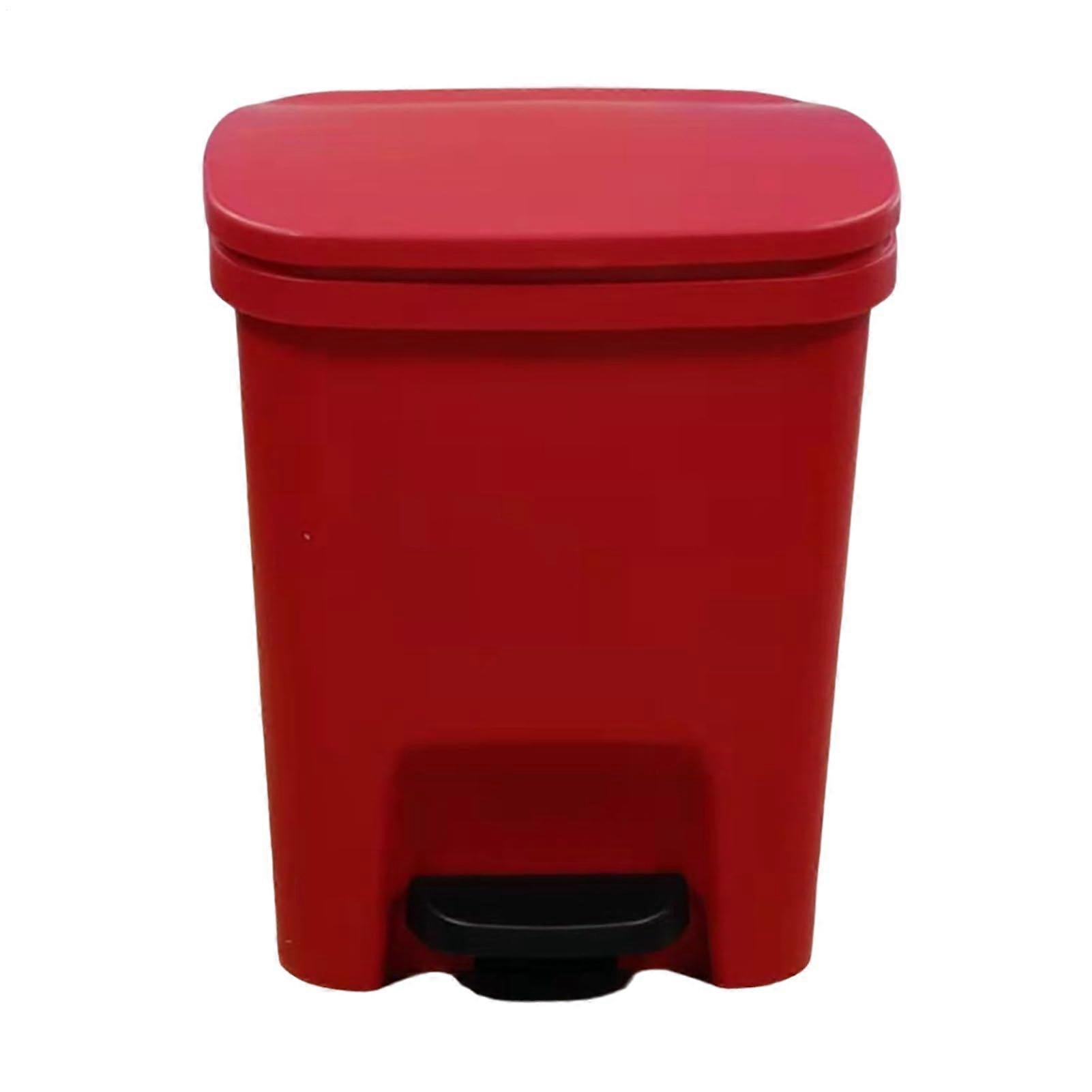 Rectangular Trash Can with Soft Close Lid and Foot Pedal for Kitchen or Bedroom, Ruby Red 24.5x24x30cm