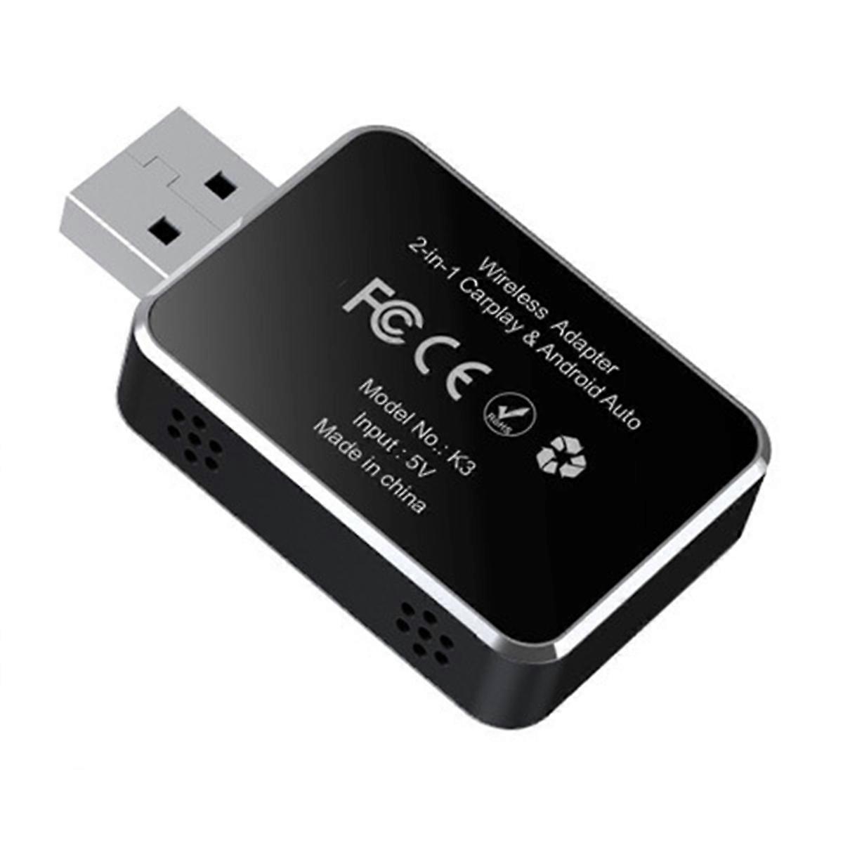 Wireless CarPlay Adapter 2 in 1 Converts Wired to Wireless Upgrade Plug and Play Automatic Connection Without Delay B