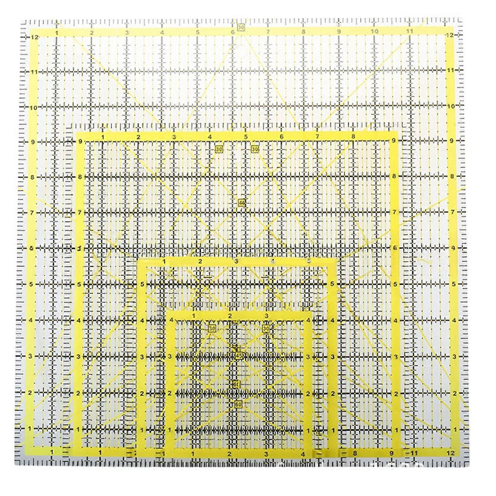 Jikaix 4Pcs Acrylic Quilting Ruler 4.5/6/9.5/12.5-Inch Square Fabric Cutting Patchwork Ruler with Clear Mark DIY Sewing Craft Projects Template