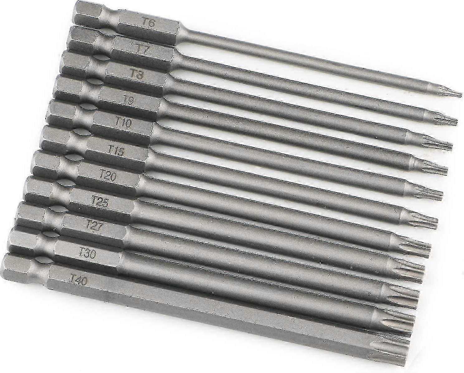 11-Piece Set of 100mm Magnetic Hexagonal Torx Bits for Electric Screwdrivers