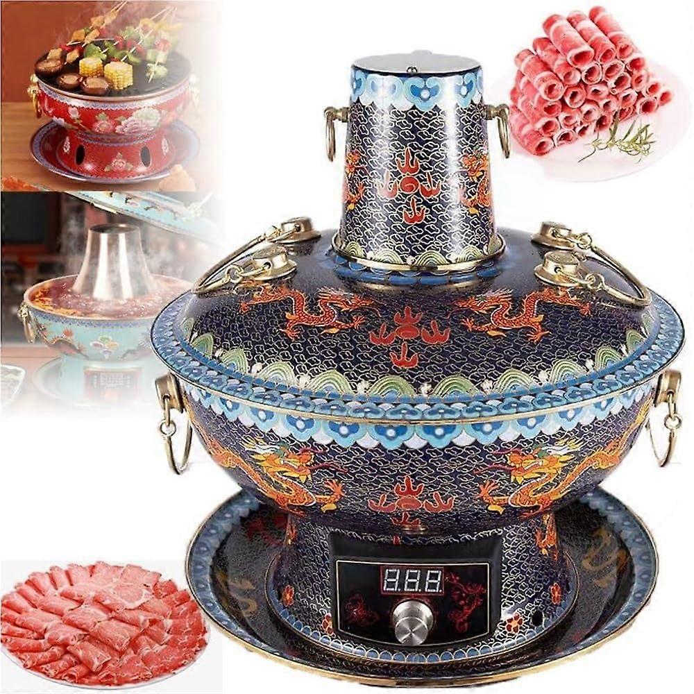 30cm Pure Copper Electric Hot Pot with Charcoal Heating, Large Capacity, Digital Temperature Control