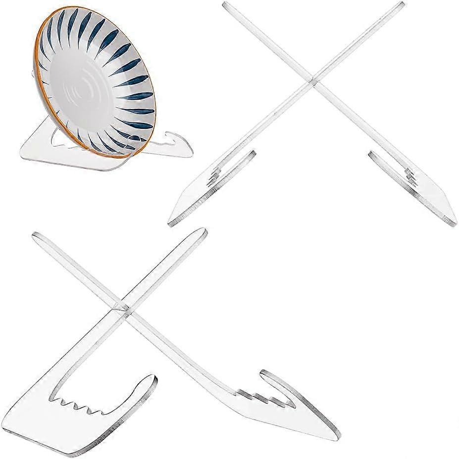 2 Sets X Shape Plate Stands for Display 6x5x4 inch Acrylic Bowl Display Stand Clear Acrylic Bowl Plate Holder Picture Frame Holder Decorative Table To