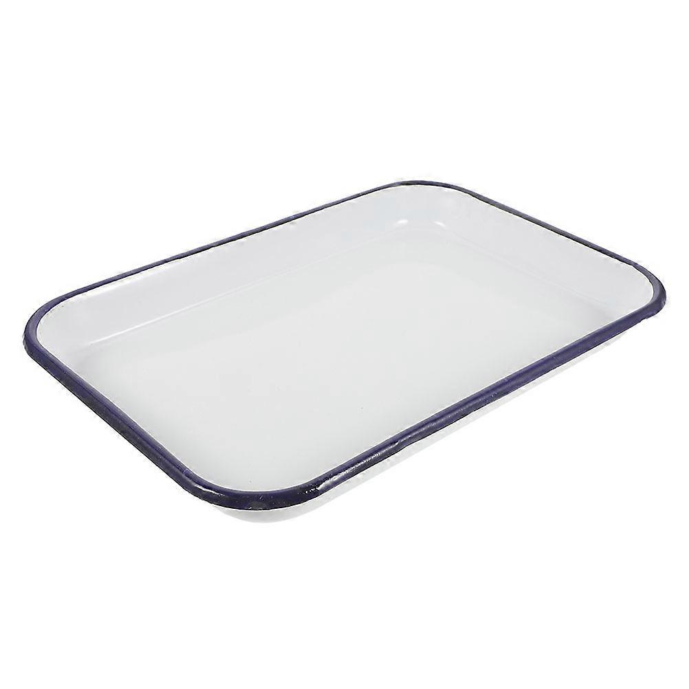 Rectangular Plates Enamel Baking Sheet Pan White For Family Meals Baking 17.3X13.4X1.3In 1Pack