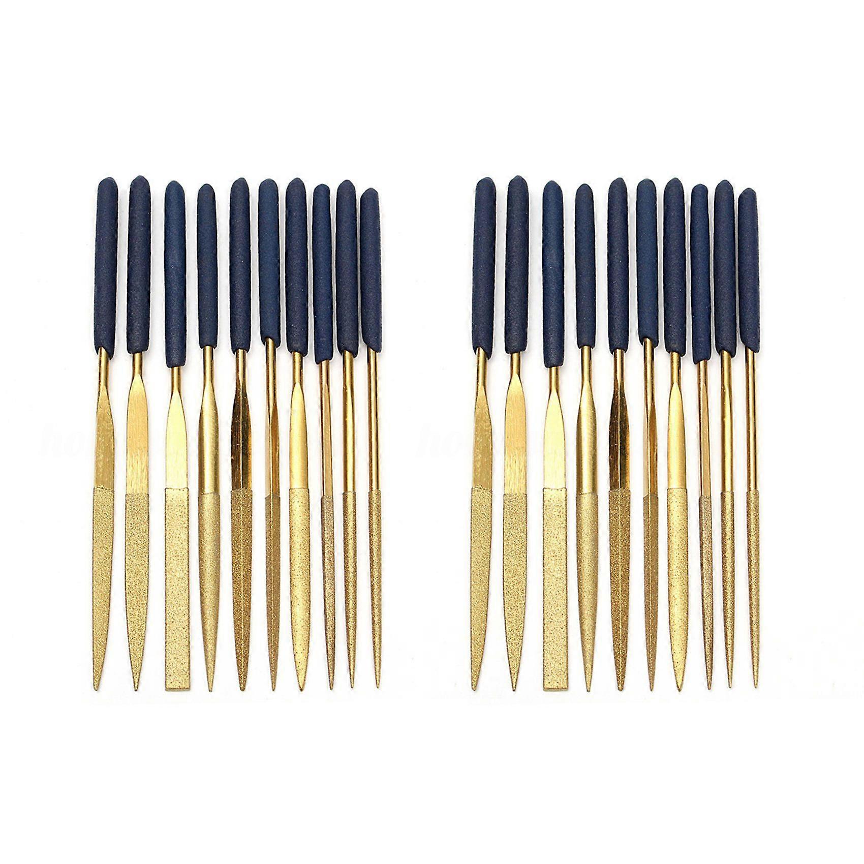 20Pcs Titanium Diamond Coating Needle Flat File Set Metal Working Craft Tools