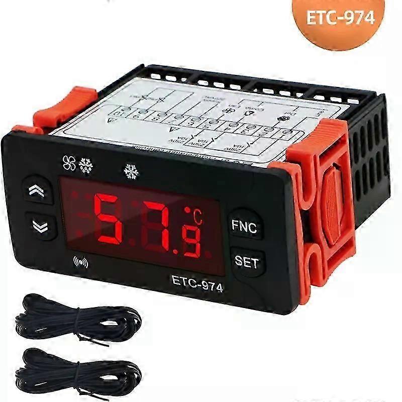 ETC-974 LCD Digital Temperature Controller Microcomputer Thermostats Thermostat Refrigeration Alarm 220V NTC Sensor With 2 Probe