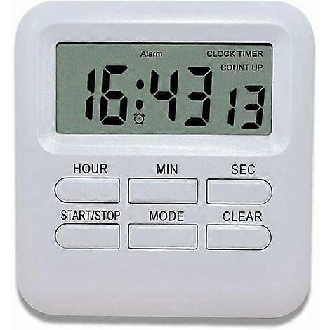 Digital Timer with Clock/Alarm Clock Function 3 in 1, Magnetic Kitchen Timer, Countdown Stopwatch Timer, Time Management for Kitchen/Study/Sport (1 pc