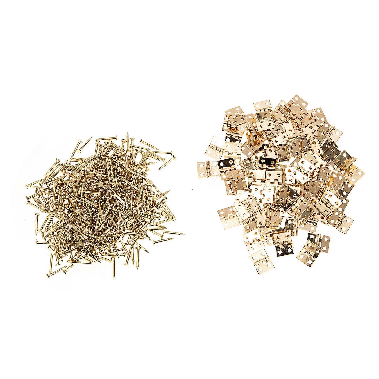 Golden Copper Mini Hinge for Box Use Easy to Install with Screw Driver 100 Pieces