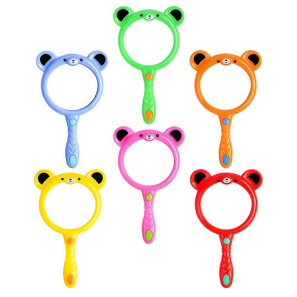 Magnifier Reading Glass Mini Handheld Adorable Cartoon Theme Teaching Resources For Children Science Exploration 6Pack