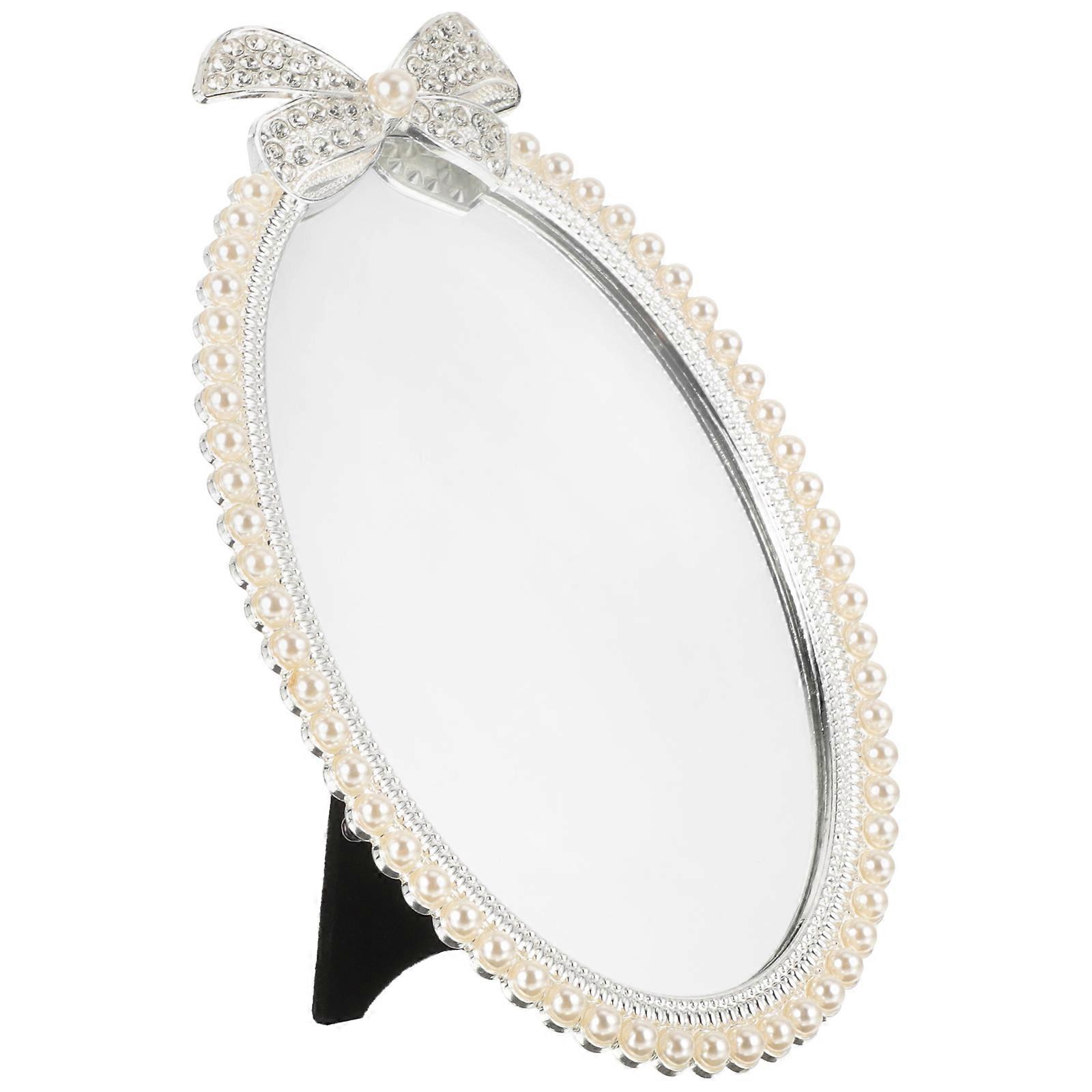 European Vanity Mirror for Dressing Desktop 2Pcs with Chic Pearl Design
