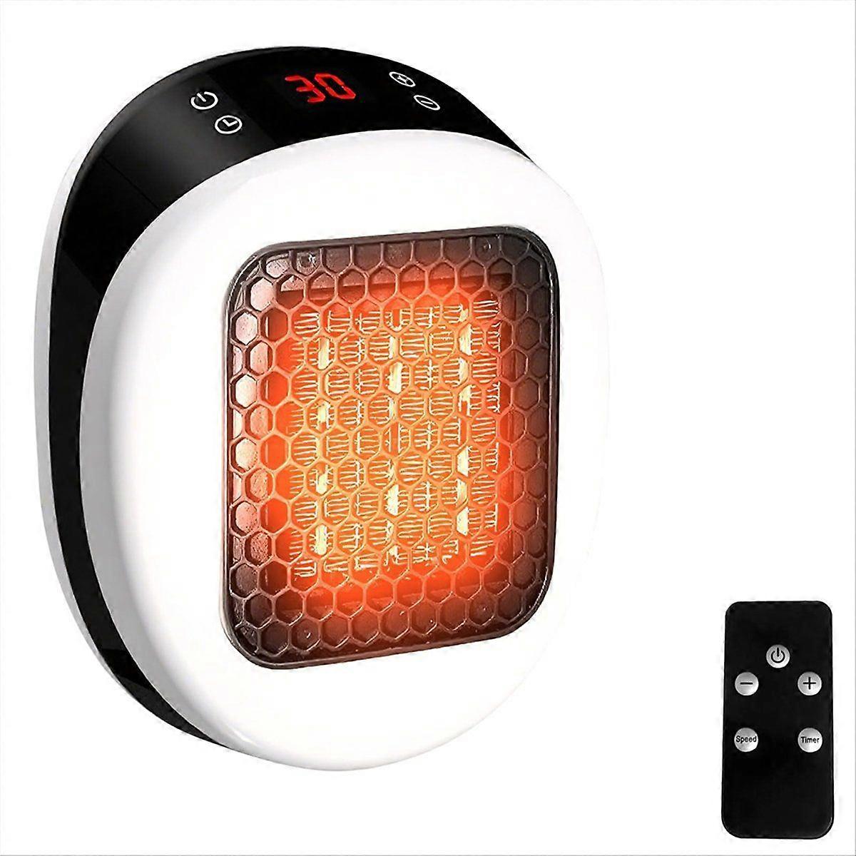 Socket Fan Heater with Remote Control,Ceramic Heater with Thermostat and 12H Timer,for Rooms Up to