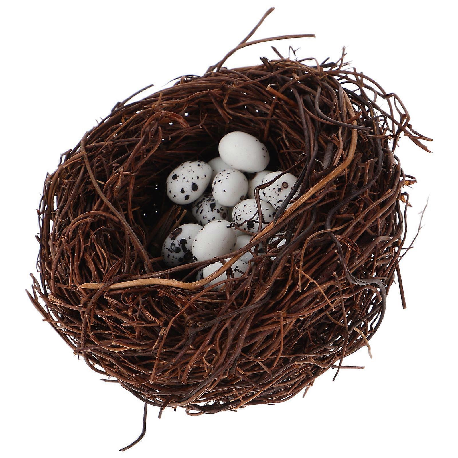 Birds Nest Decoration Simulation Mini Bird Nest with Eggs Set for Garden Yard